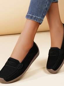 Women Simple Flat Slip-On Casual Outdoor Shoes, Lightweight Low-Top Sneakers