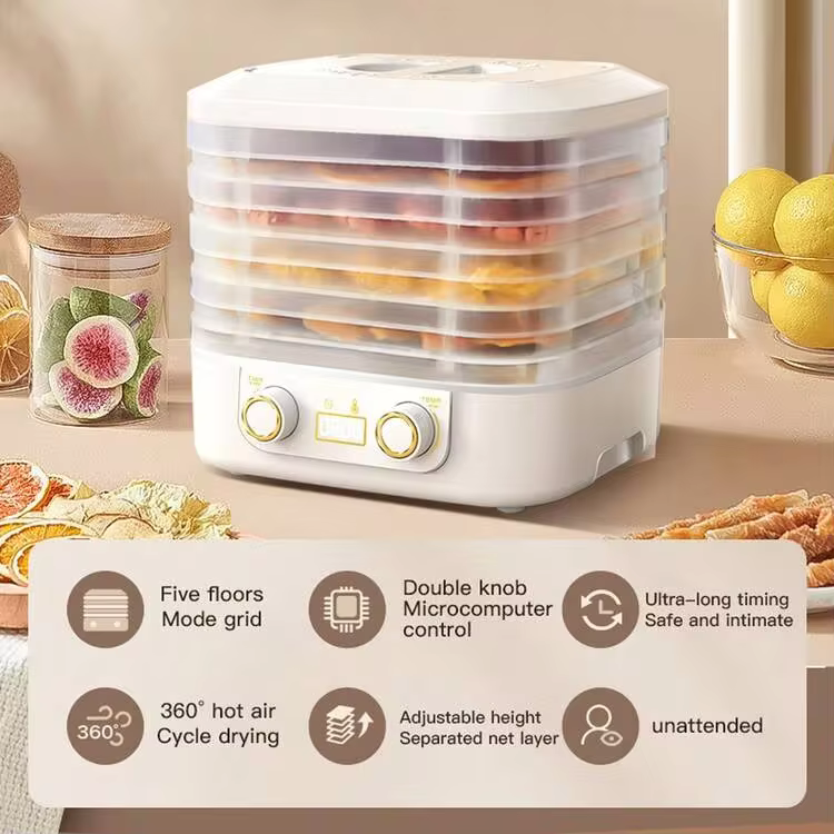 5-Tray Food Dehydrator/Freeze Dryer, With Smart Timer And Temperature Control, Suitable For Freeze Drying Fruits, Meats And Vegetables For Healthy Snack Storage - EU C Type Plug(220-240V) - View 4