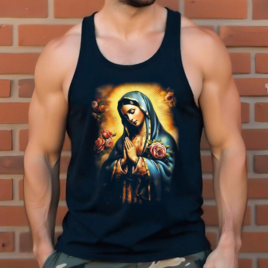 PLAYERA OLIMPICA JESUS RELIGION MARIA CRISTO DEPORTIVA URBAN CASUAL BOXEO MODA FITNESS ENTRENAMIENTO EJERCICIO ATLETISMO POWERLIFTING PESAS CULTURISMO OH362 - Negro - Ver 1