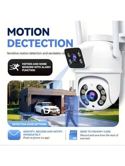 Closeli Dual Lens Wireless Security Camera 2.4GHz, IPX5, AI Motion Tracking, Night Vision, Two Way Audio, Alarm, Rotation/Tilt, Video Surveillance, CCTV Monitor, Supports SD Card/Cloud Storage (Cloud Requires Payment), Home Business view 7