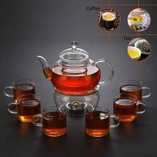 27 Oz Glass Ing Tea Maker Teapot With A Warmer And 6 Tea Cups (4.35 Oz Cup With A Handle) - Nhiều màu - Xem 3