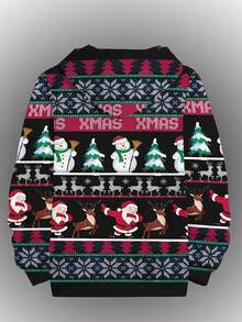 Sudadera con capucha de manga larga con estampado novedoso en 3D de Navidad para hombres, sudadera con capucha de otoño/invierno para hombres con cordón y bolsillos - Multicolor - Ver 2