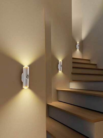 1pc Magnetic Rechargeable LED Wand Light, Motion Sensor Night Wireless Lamp, Battery Powered, Adhesive Rotatable, Portable Easy Installation, Adjustable Temperature Brightness, Corridor, Bathroom, Bedroom, Kitchen, Cabinet, Stairs, Entrance, Bedside, Table, Closet, Home Living Room Bedside Cordless Verlichting view 6