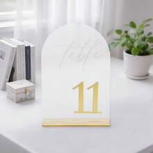 Señales de números de mesa de acrílico, set de 10 piezas, tarjetas de números de mesa transparentes para bodas, restaurantes, graduaciones y actividades - Multicolor - Ver 11