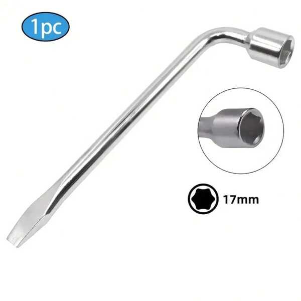 1 pieza Llave de vaso doble extremo tipo L de acero al cromo vanadio para desmontaje de tuercas de neumáticos y ruedas - Llave hexagonal de 17MM, 19MM, Herramientas, Llaves para reparación de neumáticos de coche, Herramienta de desmontaje