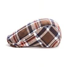 1pc Classic Plaid Beret Cap For Men, Casual Newsboy Hat Vintage British Style, Spring/Summer