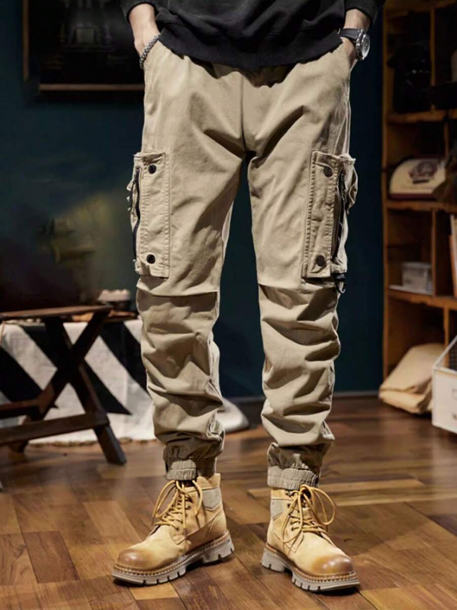 Men's Summer Clothes Cargo Pants Mens Clothing Baggy Pants Man Men's Cropped Trousers Big Size Korean Dongdaemun 2025 Sport Gym - Màu Khaki - Xem 1
