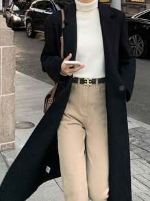 1/2 pièces Ceinture de travail à la mode polyvalente pour dames. Nouvelle version haut de gamme 2025 de pantalon de costume noir avec version coréenne