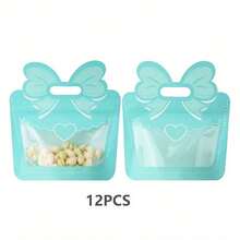 paquete de 12 bolsas de regalo con lazos de estilo nuevo, bolsas de plástico autosellables pequeñas para postales, tarjetas, bocadillos, dulces y decoraciones que se mantienen de pie. - Multicolor - Ver 5