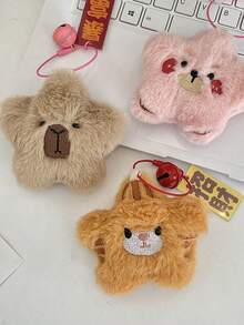 Llavero con colgante de animal de dibujos animados bordado, expresivo, accesorio para mochila de estudiante, decoración de coche, regalo para mujer, accesorio de teléfono