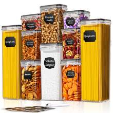 THELIFE 10/5 piezas Contenedores reutilizables para almacenamiento de leche en polvo para bebés, organizador de almacenamiento de alimentos de cocina de plástico para guardar pasta, harina, azúcar, arroz, frutos secos, bocadillos, etc. Color negro.