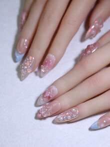 3D Flower And Ribbon Pattern Candy Multiple Colors Manual Nails 100% Handmade Press On Nails With Bow Knots Nail Decorations 10 Pieces False Nail Tips Almond Reusable Fake Nails For Four Seasons Nail Art Design For Women And Girls Nail Supplies Nails - Multicolor - View 6