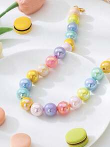 1 pieza Collar de cuentas de colores vibrantes chapado en colores, collar de cuentas de dopamina de alta gama, adecuado para Navidad, Año Nuevo, fiestas de playa de verano, uso diario y talla grande ocasiones