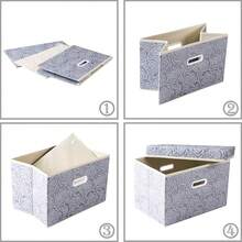 Large Storage Boxes With Lids [3-Pack] Fabric Decorative Storage Bins Cubes Organizer Containers Baskets With Handles For - Multicolor - View 5