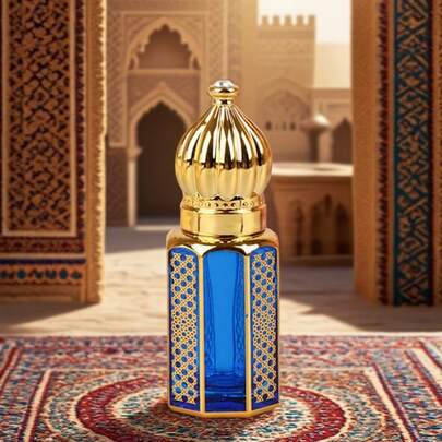 10ml 男士香水精油，蓝色，雪松木和玫瑰木的木质花香，无酒精滚珠香氛，便携旅行装，是送给男士日常、约会、度假、派对、生日、情人节的理想礼物