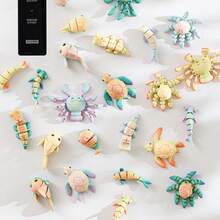 2pcs 3D Printed Colorful Seafood Fridge Magnets, Cartoon Octopus Decorative Refrigerator Stickers - Multicolor - View 4