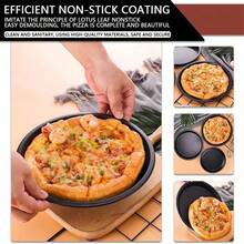 Non-Stick Carbon Steel Pizza Pan Oven Baking Trays Mold Microwave Cake Pan Dish Mould Patisserie Tarte Pie Sapan Tools - Black - View 5