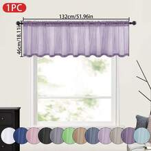 1 pieza Cortina semitransparente de color liso y peso ligero, cortina semi-transparente para media ventana con bolsillo para la barra, adecuada para decoración de cocina, baño y cafetería - Multicolor - Ver 15