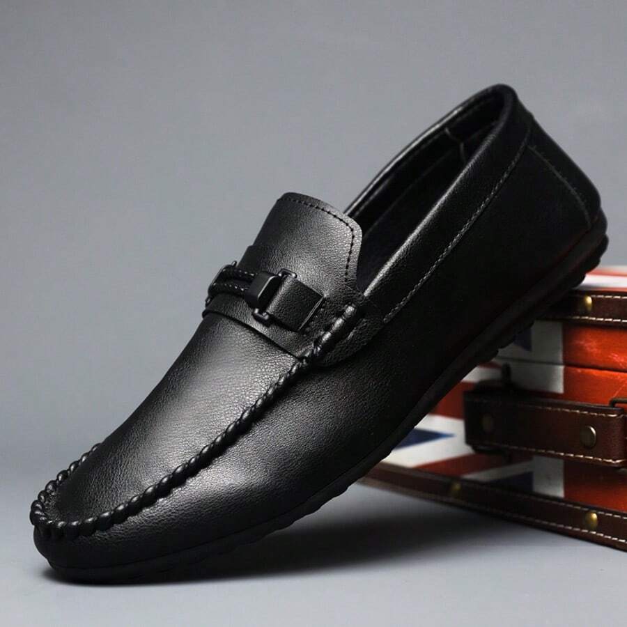Comfy Men's PU Loafers With Large Size Options - Stylish Slip-Ons For Every Occasion - màu đen - Xem 1