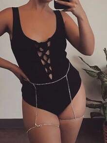 Party Crystal Thigh Garters Leg Chain Sexy Bling Rhinestone Legged Waist Chain Belly For Women Bikini Body Jewelry Gift - Waist Chain - View 3