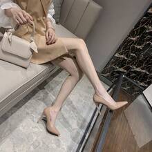 Pointed Toe Thin Heel Elegant Autumn High-End Large Size Color Comfortable Shallow Mouth High Heels - 紅底淺裸色(8cm)現貨 - 查看 6