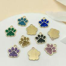 Mix de 10 peças de pingente de pata de gato com gotejamento de óleo em ouro antigo de 17x16 mm, face única, adequado para colar, pulseira, brinco, acessórios para fabricação de joias