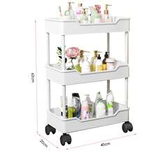 Movable Storage Trolley – 3-Tier Plastic Utility Cart With Wheels For Kitchen & Bathroom - Multicolor - View 3