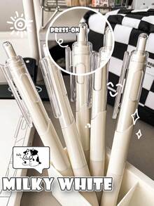 Push-Button Fast Dry Mini White Pen, Neutral Pen 0.5mm For Students, Exam, Note-Taking, Back To School Essential, Perfect Gift For Teachers And Students - Black - View 1