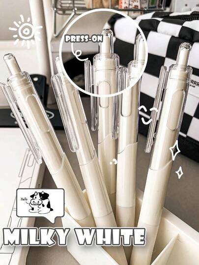 Push-Button Fast Dry Mini White Pen, Neutral Pen 0.5mm For Students, Exam, Note-Taking, Back To School Essential, Perfect Gift For Teachers And Students