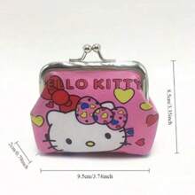 Sanrio 1 Stück [Hello Kitty Tasche] Sanrio Hello Kitty Damen Kurze Schmuck- und Lippenstift Aufbewahrungstasche | Neuer Muster Kleiner Münzbeutel mit KT Katze