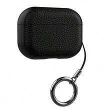 Estuche de cuero con patrón de piel de litchi de lujo para AirPods Pro 3, compatible con AirPods 1 2 3, con llavero, funda blanda portátil para AirPods Pro 2 - Negro - Ver 9