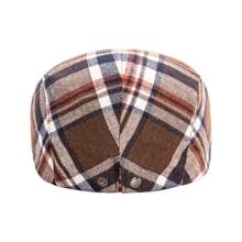 1pc Classic Plaid Beret Cap For Men, Casual Newsboy Hat Vintage British Style, Spring/Summer