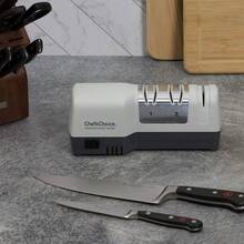 Chef'sChoice G203 Hybrid Knife Sharpeners Uses Diamond Abrasives And Combines Electric And Manual Sharpening For 20-Degree Straight And Serrated Knives, 3-Stage, White (SHG203GY11) - Black and White - View 2