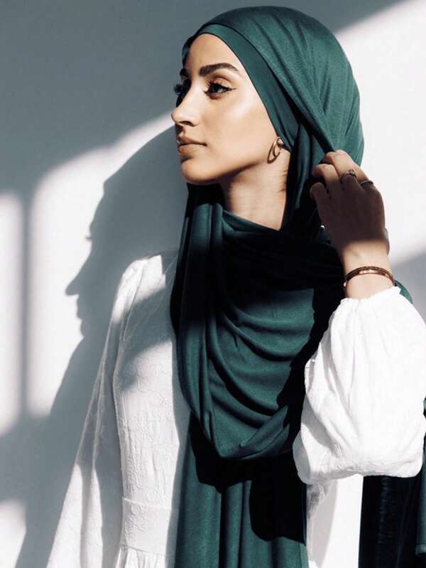 2 Stücke Set: Jersey Hidschab & Unterhaube, einfarbig, weicher atmungsaktiver Modal-Stoff, 1 einfache Rohr-Kappe Hidschab + 1 leichter Modal-Hidschab-Schal, geeignet für tägliche zurückhaltende Bedeckung