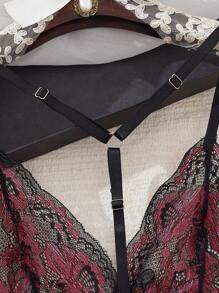 Ladies Sexy Lace Contrast Mesh Nightgown