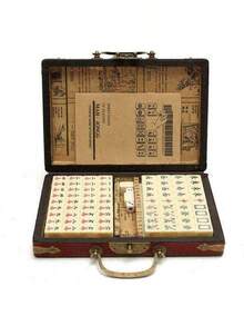 144 Tiles Mah-Jong Set Piece Vintage Mahjong Rare Mahjong English Instructions - Beige - View 4