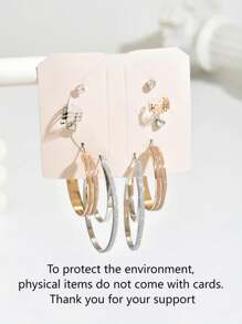 10pcs/Set Chic & Minimal Cute Bubble Heart Big Hoop Earrings, Matte Finish Shiny Cubic Zirconia Mixed Gold & Silver Metal Ring Elegant Ladies Earring Set, Suitable For Summer Casual Beach Holiday Date Party Anniversary Gift, Versatile Earring For A Week, No Card Included For
