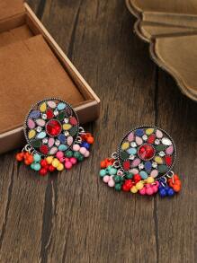 FANYINAN 1 par de pendientes de lujo de estilo retro de Europa y Estados Unidos, de aleación de zinc con diamantes de colores exagerados y exóticos, estilo de corte de lujo para damas