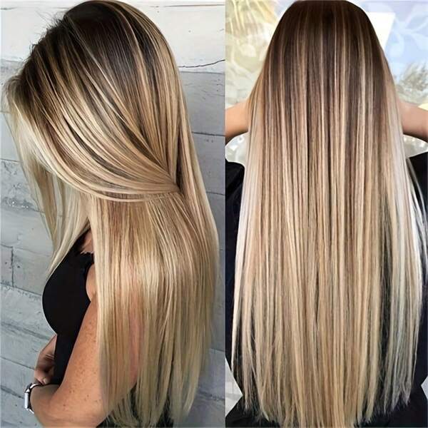 Long Straight Lace Front Wig For Women 22 Inch Synthetic Middle Part Wig For Daily Party Cosplay