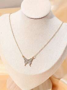 1 Peça Colar de Borboleta de Strass Versátil e Simples na Moda