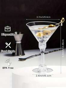 优雅的 5 盎司塑料马提尼酒杯 - 适合鸡尾酒、香槟和甜点 - 可重复使用，适合婚礼、情人节等派对杯
