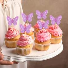 Purple Creative Double-Layer Hollow Butterfly Cake Topper Pick, Bakery Cake Dessert Table Decoration - Purple - View 9