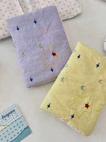 1pc Passport Holder For Travel Official License Cute Fabric Passport Cover With Star Embroidery Travel Must Haves Accessories Cruise Ship Essentials Passport Book Holder Flying Essentials Travel Gifts