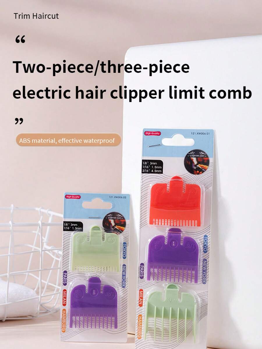 2Pcs/3Pcs Hair Clipper Limit Comb Set, ABS Waterproof Electric Hair Trimmer Guide Combs Attachment, Multi Size Colorful Cutting Guards For Barber Salon, Home DIY Hair Cutting Styling Accessories - Multicolor - View 1