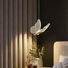 XINGOO Schmetterling Pendelleuchte, moderne Acrylschirm, LED Gold Pendelleuchte, geeignet für Treppen, Küche, Esstisch, Nachttisch, Kinderzimmer Deko, Mädchenzimmer 3000K Warmweiß Licht 110-220V