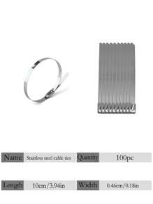 100pcs Stainless Steel Self-Locking Cable Ties, Rust-Proof, Corrosion-Resistant, High Temperature Resistant, Industrial Metal Zip Ties