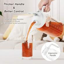 64 Oz Glass Pitcher With Lid, Large Wide Mouth Mason Jar With Pour Spout, White Sun Tea Glass Jar For Outside, Breastmilk Pitcher Great For Drink, Cold Beverages And Breast Milk - 黑與白 - 查看 8