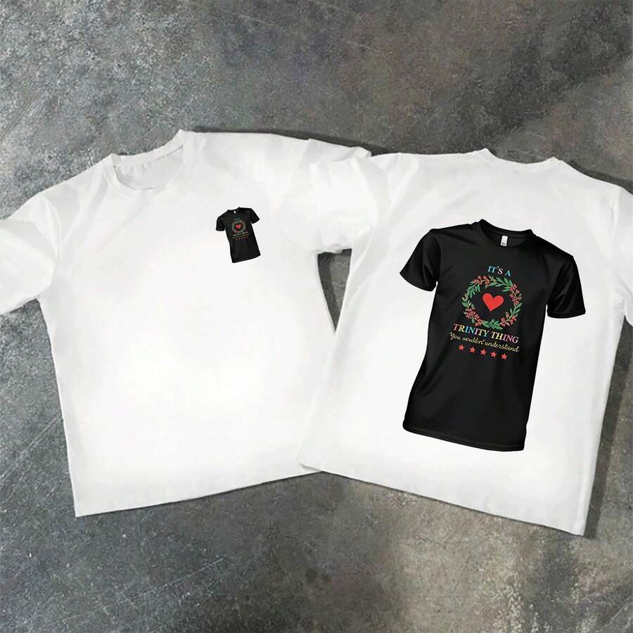 (220 Pure Cotton T-Shirt) Trinity Sunday Summer Shirt For Women Round Neck Short Sleeved Casual Pure Cotton Print Print Y2K Style Gift,It's A Trinity Thing You - White - View 1