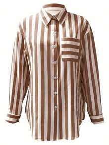 Women 2025 Summer Long Sleeve Tops Work Blouses Vacation Outfits Spring Clothes - Brown - View 3