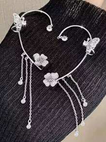 1pc Rhinestone Butterfly Decor Ear Wrap